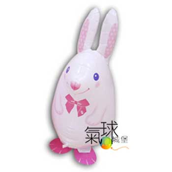 095-散步小白兔23cm寬50cm高(兔年,新希望,滿足你帶寵物逛大街的慾望.)(日本原裝進口寵物氣球，品質優良，色彩鮮豔，可以牽著走,一跳一跳的"超Q")含充氦氣/每隻300元