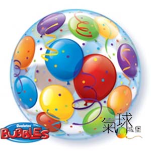 01.29-22吋/56公分單層泡泡球五彩繽紛的氣球此產品超長空飄，永不氧化，不過敏，在醫院其他環境中場合使用是安全的。充氦氣每顆420元/室內空飄2至4星期(前後圖案一樣)