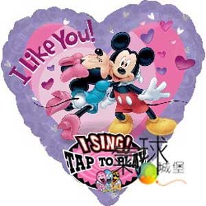 12-音樂球:74公分/29"米奇和米妮的愛Mickey & Minnie Love 歌曲是"What I Like About You"。含充氦氣每顆550元