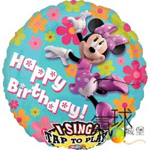 14-音樂球:71公分/28"米妮 唱生日快樂歌Minnie Mouse Happy Bday/含充氦氣每顆380元(會空飄不會唱歌)