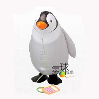 075-散步國王企鵝28cm 寬 47cm高(日本原裝進口寵物氣球，品質優良，色彩鮮豔，可以牽著走,一跳一跳的"超Q")充氦氣/每隻320元