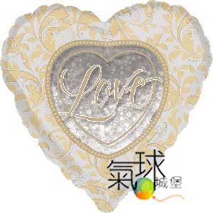 001.474-雷射81公分/32"心形-金銀LOVE(Gold & Silver Anniversary)/含充氦氣空飄450元