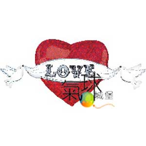 002.486-雷射愛情鴿-LOVE /Love Doves Dots & Tapestry53cm高*104cm寬/含充氦氣空飄390元