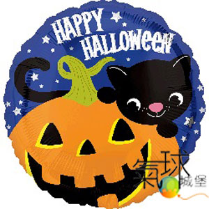 048.363-18"/45公分/萬聖夜的黑貓&南瓜Halloween Kitty/含充氦氣140元