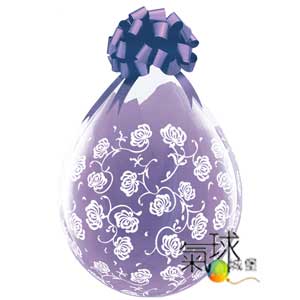 18031-18吋圓形透明球印玫瑰花與纖細花紋Flowers&Filigree禮物包裝及爆破用球/每顆48元