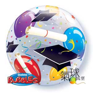 47-22吋單層泡泡球畢業帽與氣球GRAD HATS & BALLOONS 充氦氣每顆380元/室內空飄2至4星期(兩面印刷)
