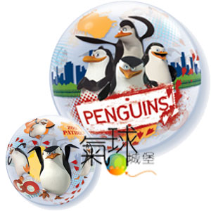 11.01-22吋/56公分單層泡泡球馬達加斯加的企鵝The Penguins Of Madagascar/ 充氦氣每顆500元/室內空飄2至4星期(Licensed Character)(兩面圖案不一樣)