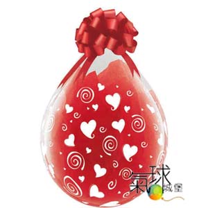 18026-18吋圓形透明球印向上渦漩愛的心Swirling Hearts禮物包裝及爆破用球/每顆48元