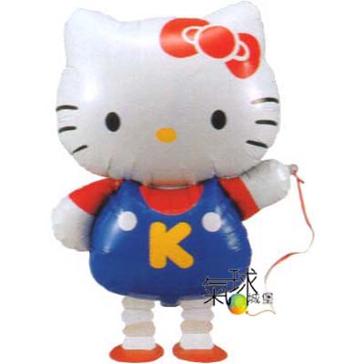 090-散步站立kitty50cm寬40cm高(日本原裝進口寵物氣球，品質優良，色彩鮮豔，可以牽著走,一跳一跳的"超Q")充氦氣/每隻490元