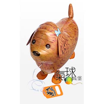 086-散步紅貴賓犬充氣後41cm寬36cm高(日本原裝進口寵物氣球，品質優良，色彩鮮豔，可以牽著走,一跳一跳的"超Q")充氦氣/每隻410元